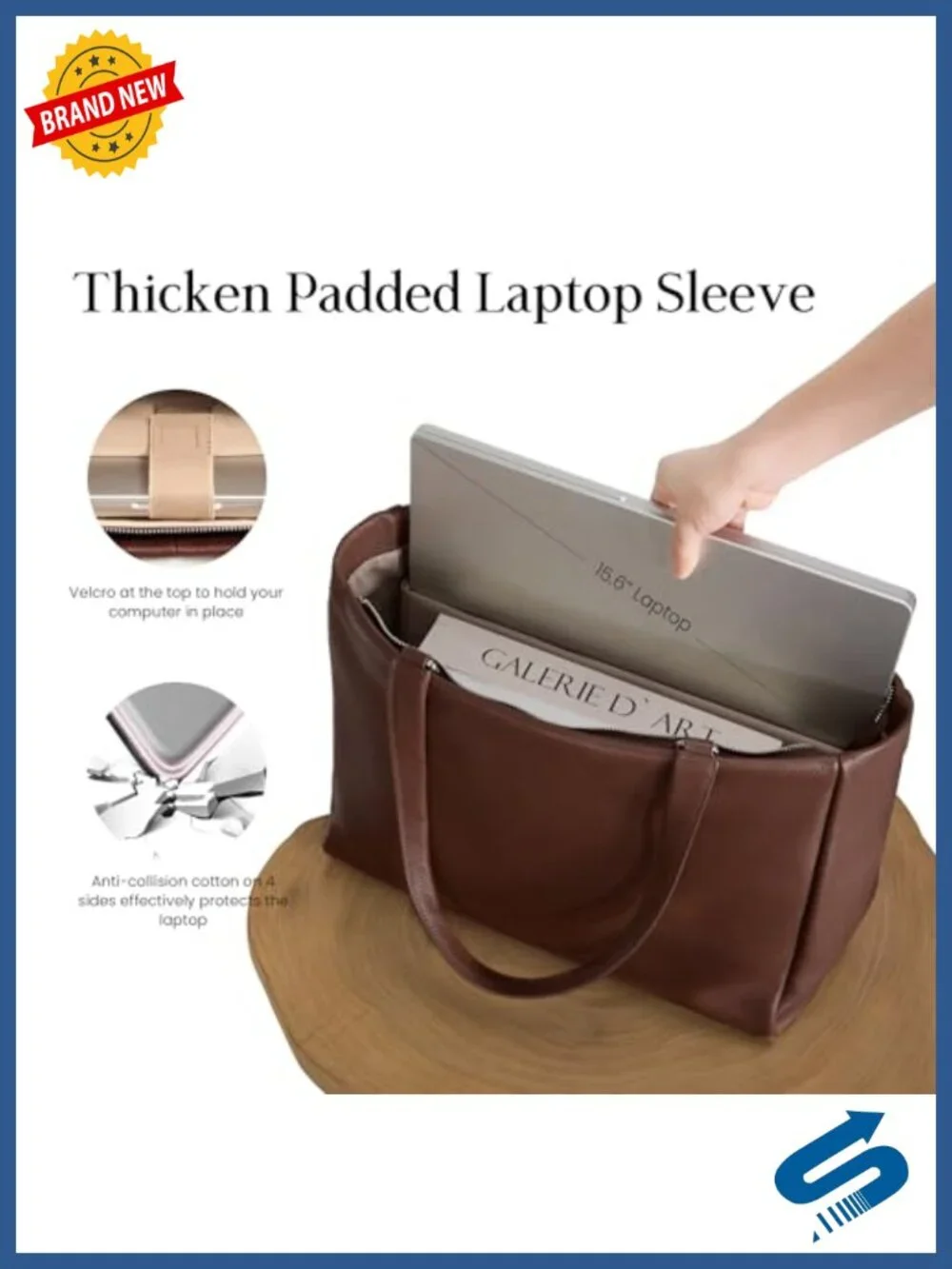 Genuine Leather Work Laptop Tote Bag with 15.6